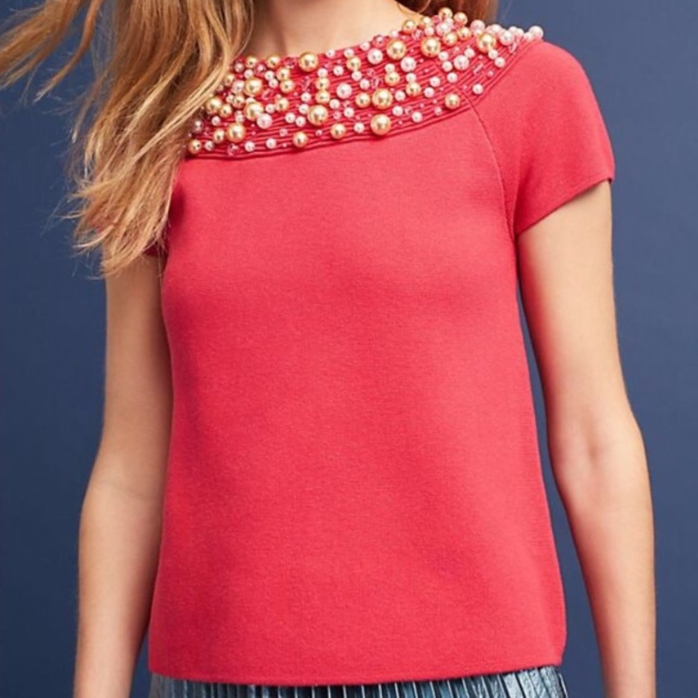 Anthropologie Moth Brienne Pearl Pullover Medium